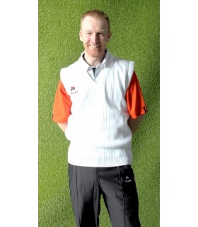 Men's V-Neck White Ribbed Bowls Slipover