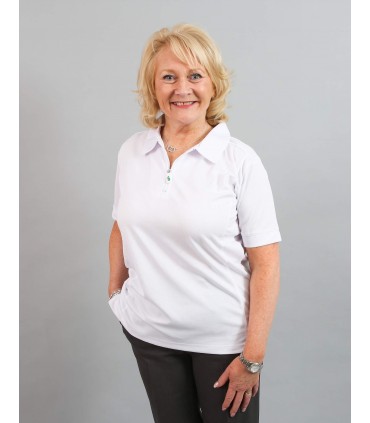 Ladies White Zippy Bowls Blouse