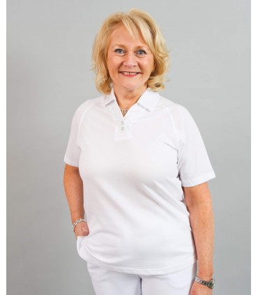 Ladies White Pique Bowls Blouse