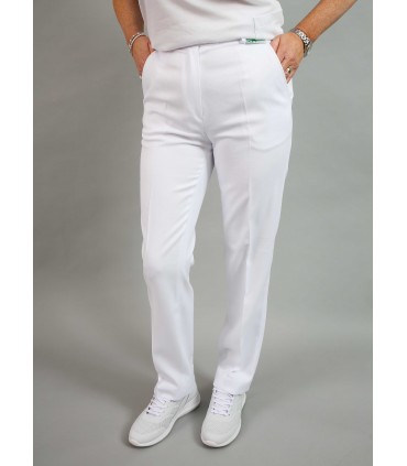 Ladies White Bi-Stretch Bowls Slacks [Teflon coated]