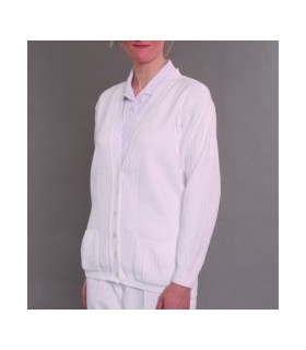 Henselite Ladies Ribbed Cardigan - White