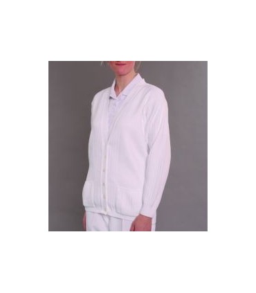 Henselite Ladies Ribbed Cardigan - White