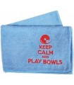 Microfibre Cloth with Keep Calm & Play Bowls Logo - Blue